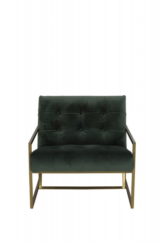 ARMCHAIR OLIVAGREEN VELVET GOLDEN FINISH FRAME - CHAIRS, STOOLS